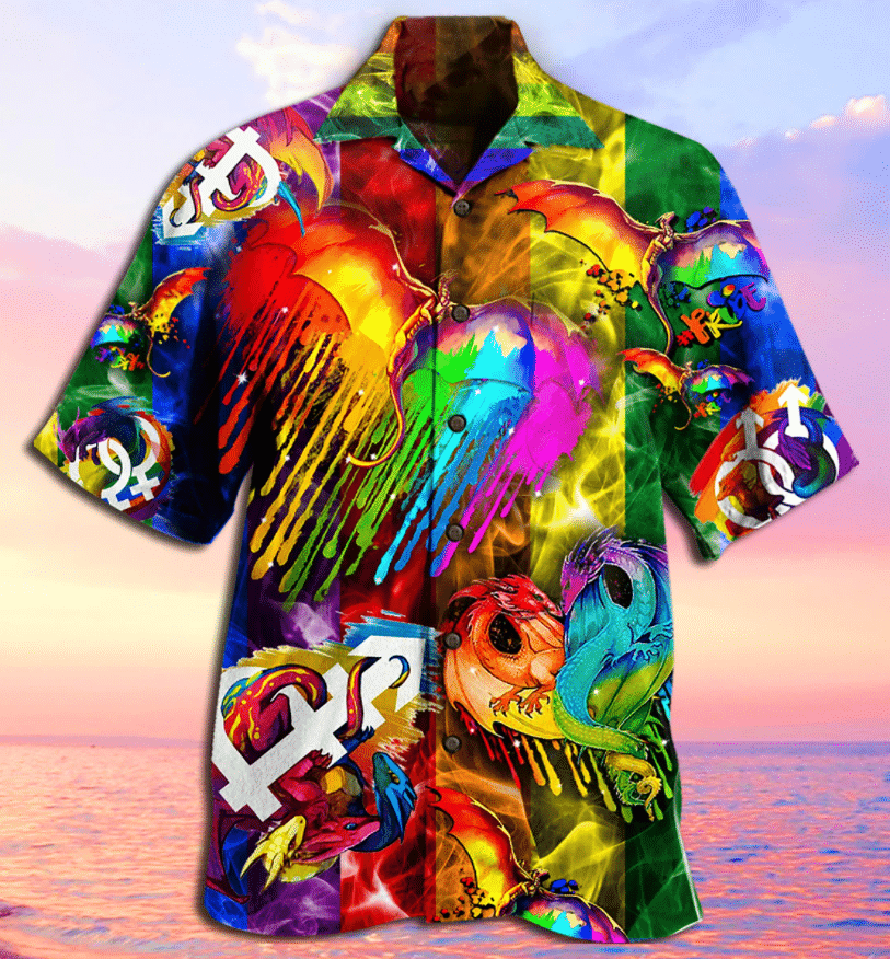 Colorful Dragon Lgbt Pattern Hawaii Shirt Ha61772