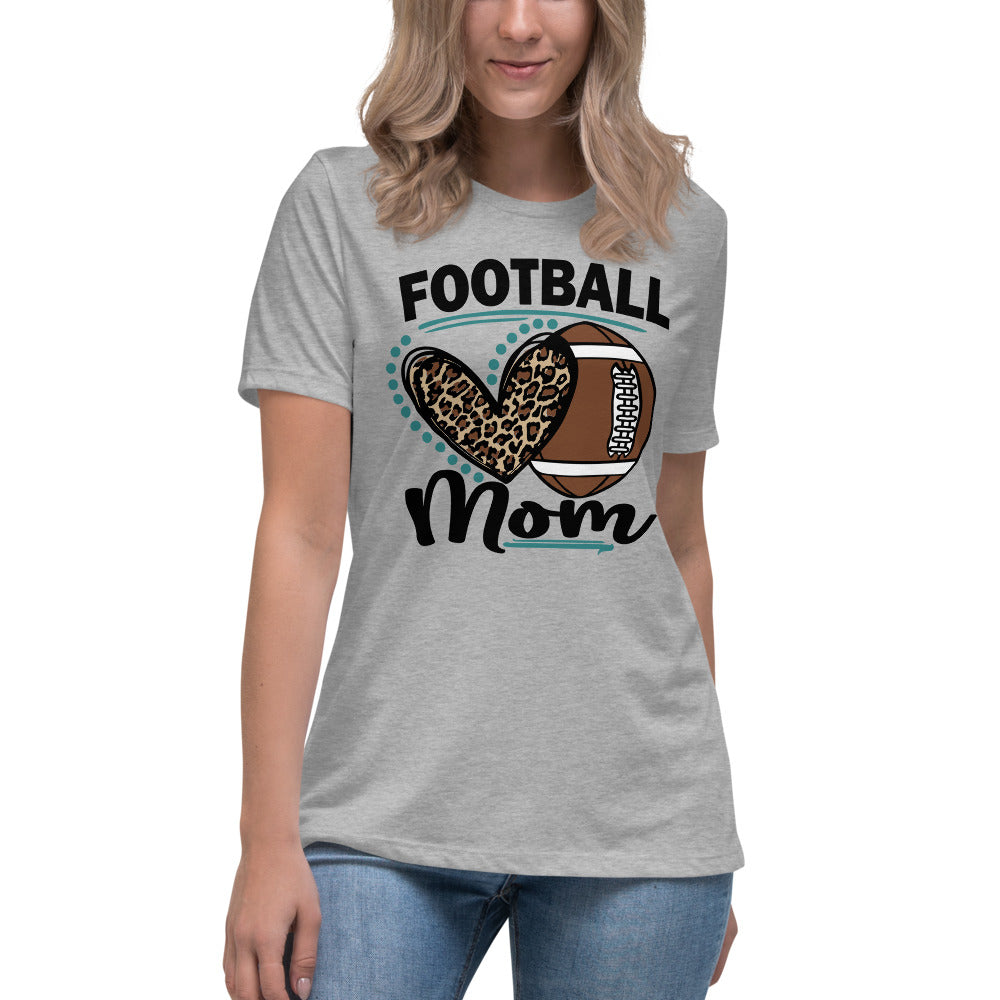 Football Mom Leopard Heart T-Shirt