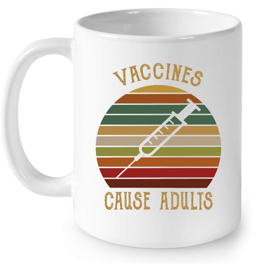 Vaccines Cause Adults Retro Pro Vaccination Classic Vintage – Full-Wrap Coffee White Mug