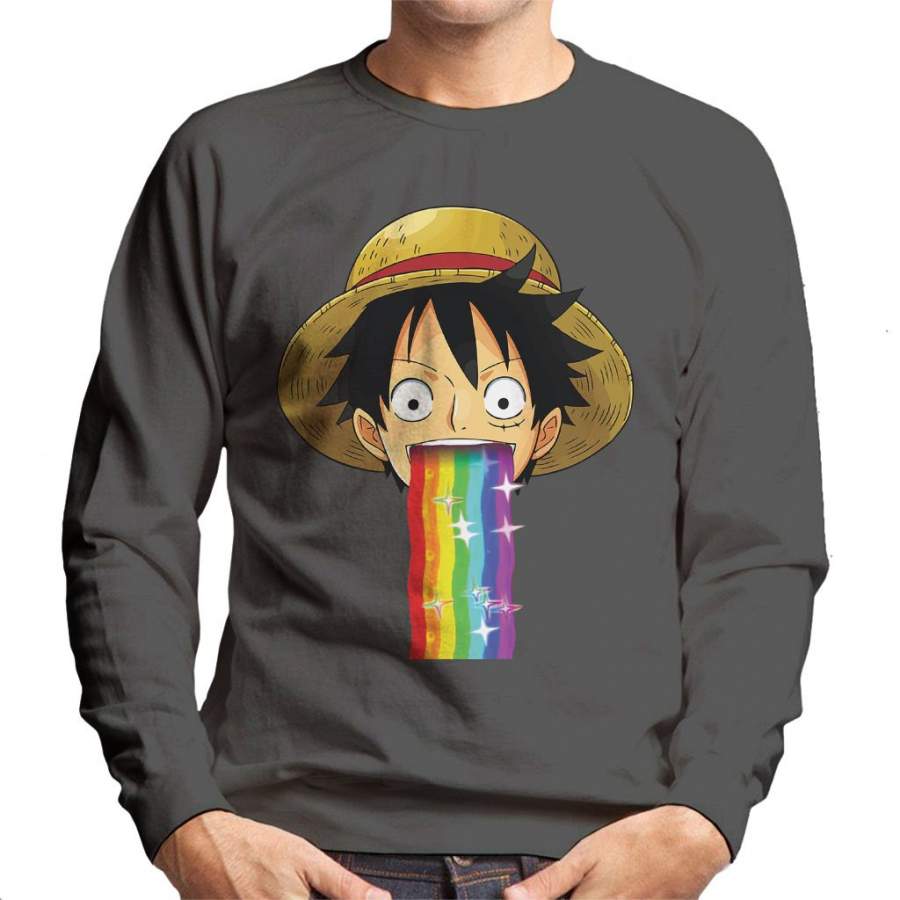 One Piece Monkey D Luffy Puking Rainbow Snapchat Filter Men’s Sweatshirt