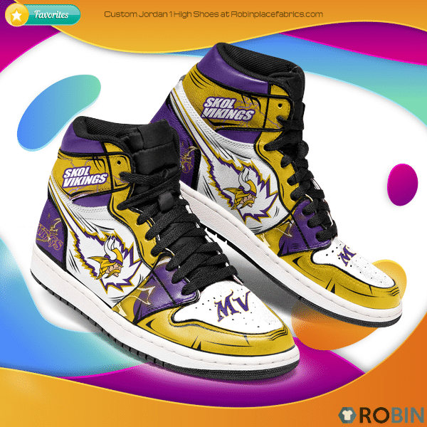 Minnesota Vikings Skol Vikings Jordan 1 High Sneaker Sneakers Jordan Sneakers Sport Air Jordan High Sneakers Sport Sneakers