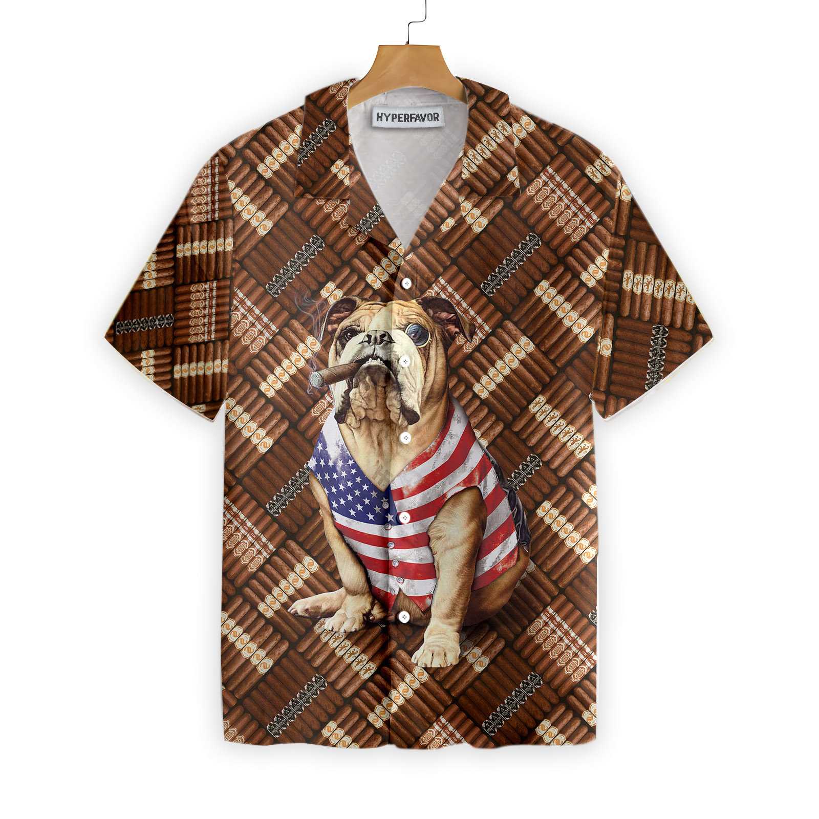 Cigar And American Bulldog Shirt For Men Hawaii Ha103177