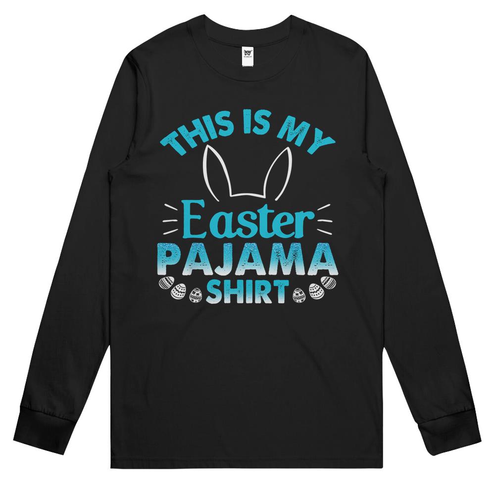 Lovely Bunny Rabbit Face This Is My Easter Pajama Shirt Long Sleeve T Shirts