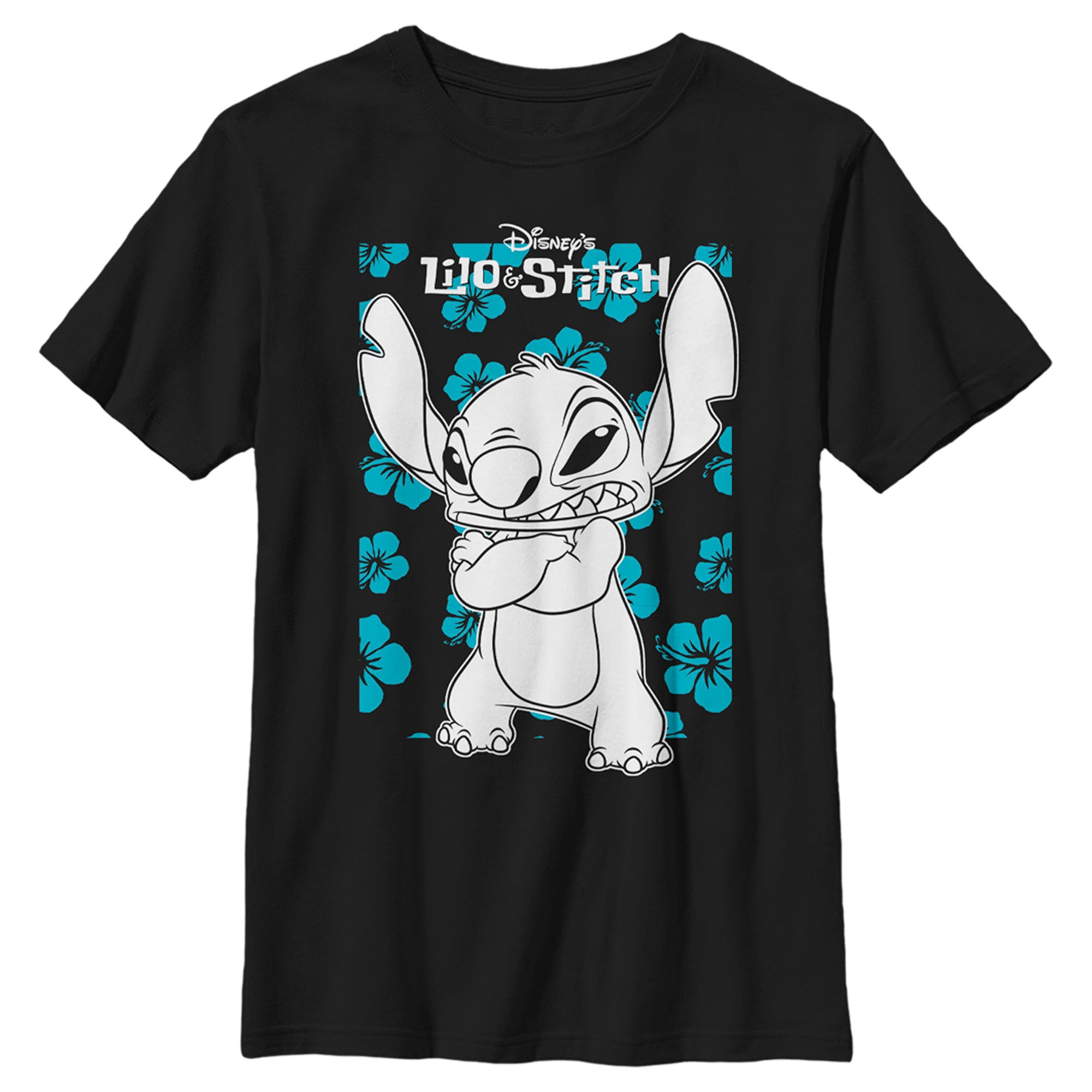 Boy’S Lilo & Stitch Grumpy Blue Flowers T-Shirt