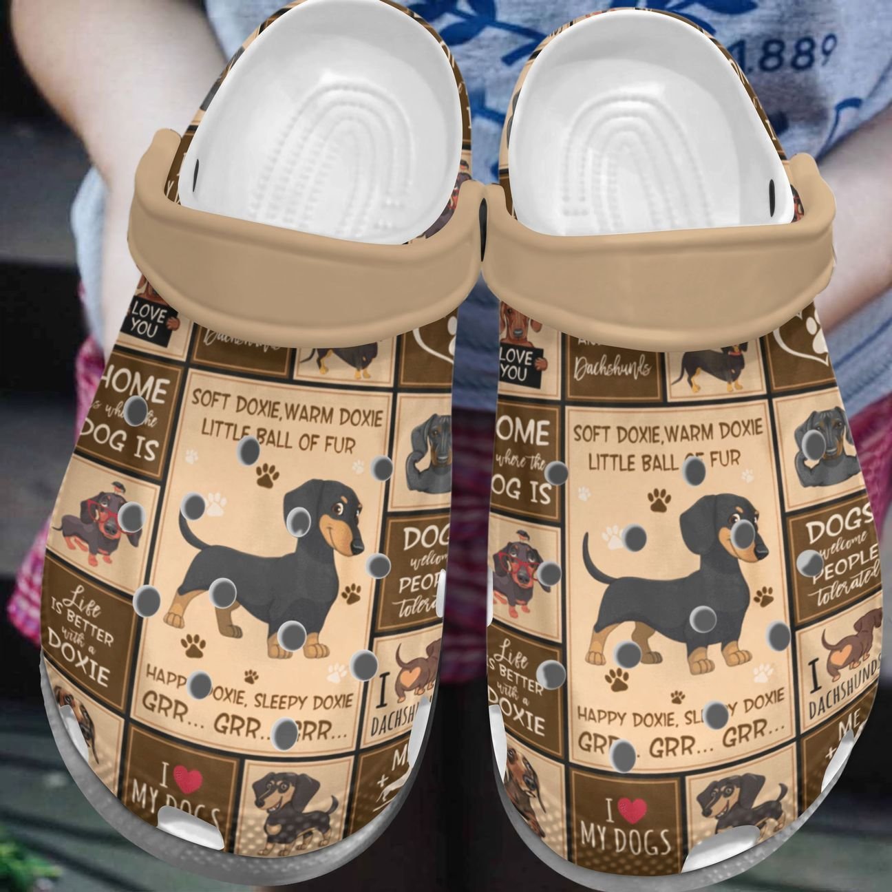 Dachshund Personalized Clog, Custom Name, Text, Color, Number Fashion Style For Women, Men, Kid, Print 3D I Love My Dogs