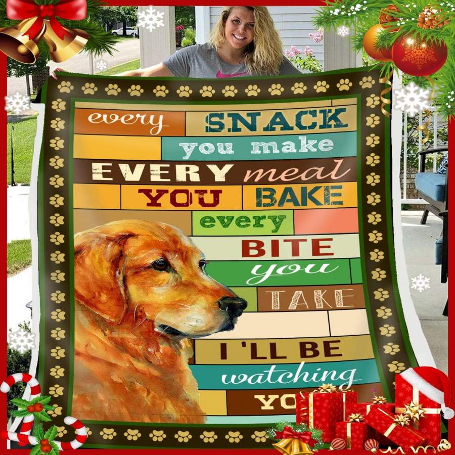 Golden I’ll Be Watching You Blanket Graphic Design For Dog Lover