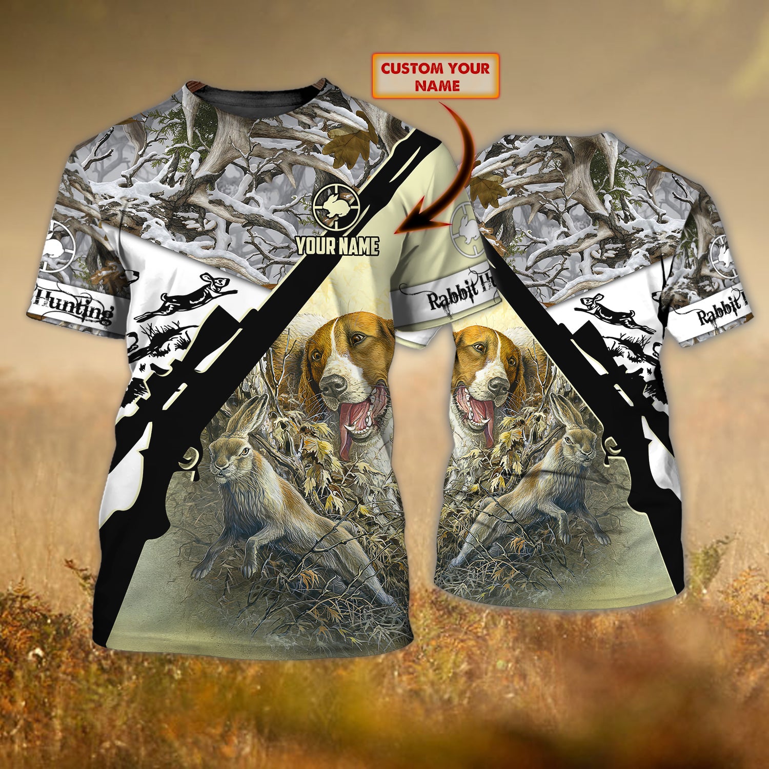 Rabbit Hunting – Personalized Name 3D Tshirt – Qb95