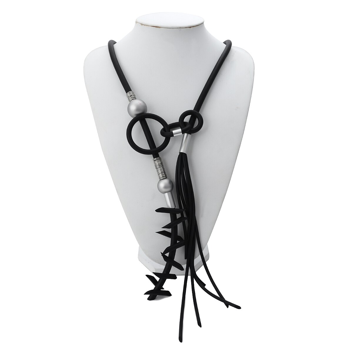 Amorcome Punk Lightweight Long Rubber Necklace for Women Handmade Sweater Chain Tassel Bib Necklaces Collares Mujer Party Gifts alx