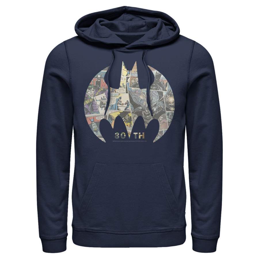 Batman Men’s Shield Logo Comic 80th Anniversary  Lightweight Hoodie