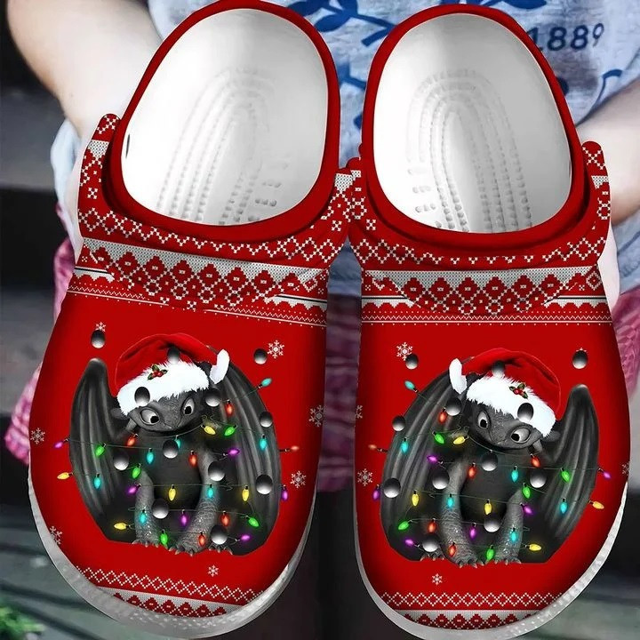 Toothless Santa Hat Ugly Pattern Christmas Crocband Clog Shoes For Men Women