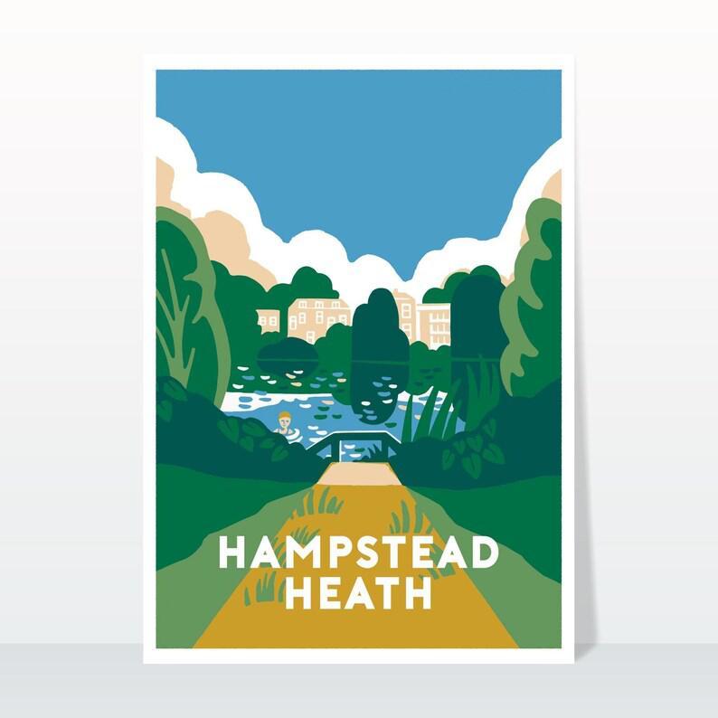 Poster Canvas Hampstead Heath Travel Poster Art Print Gift For Pool Lovers, Swimming Poster Wall Decor, Poster Gift Decor Home Decor Wall Art Visual Art