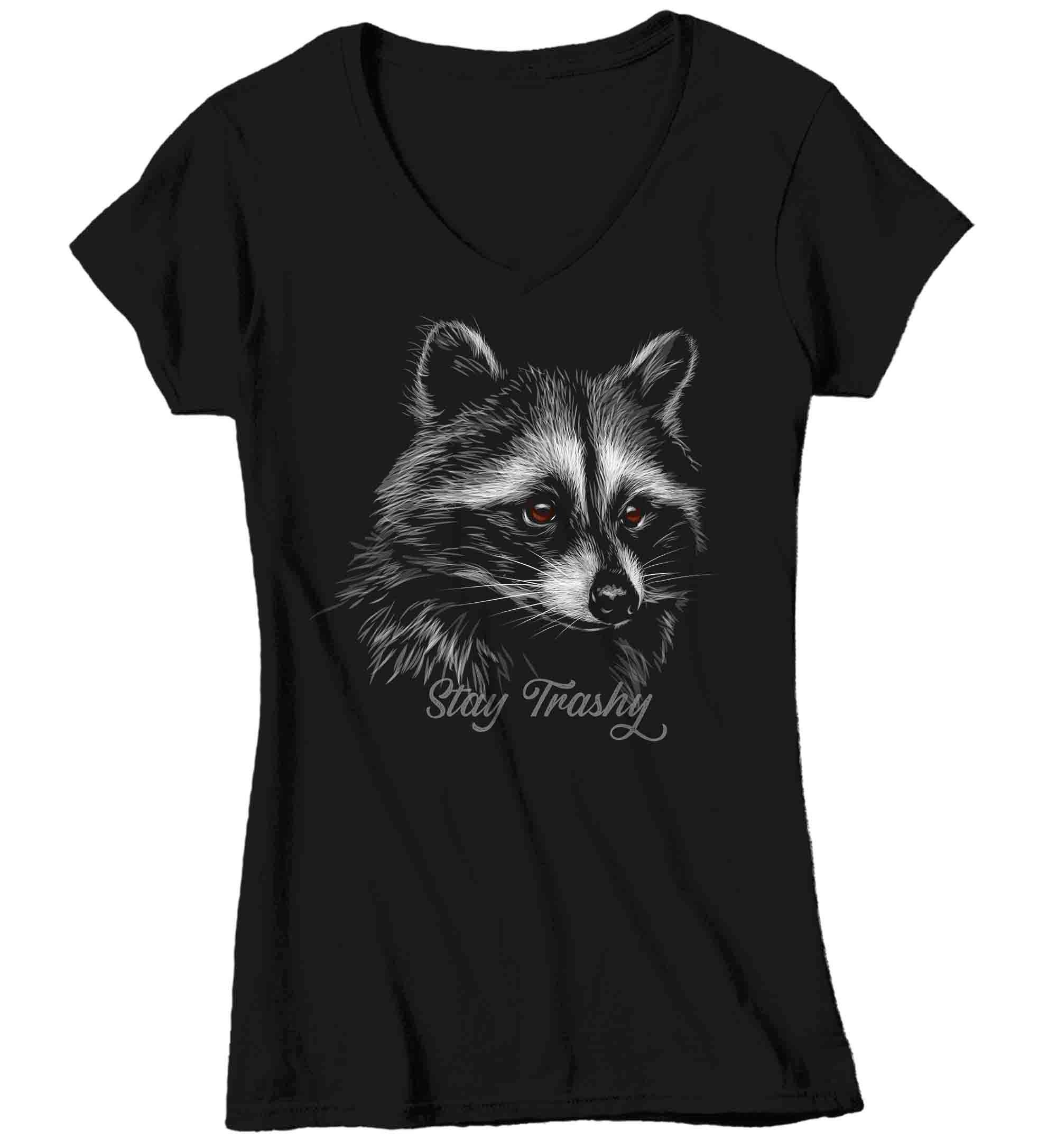 Women’S V-Neck Funny Racoon T Shirt Racoon Shirts Trash Panda Shirt Illustrated T Shirt Cute Ladies Soft Graphic Tee Gift Idea