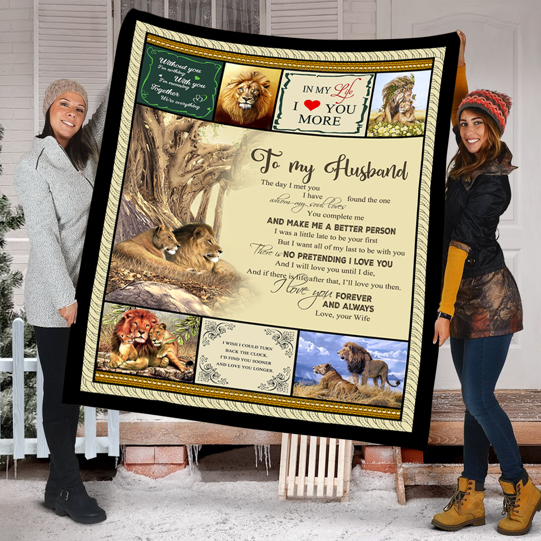 Lion Wife To My Husband I Love You Forever And Always Fleece Blanket