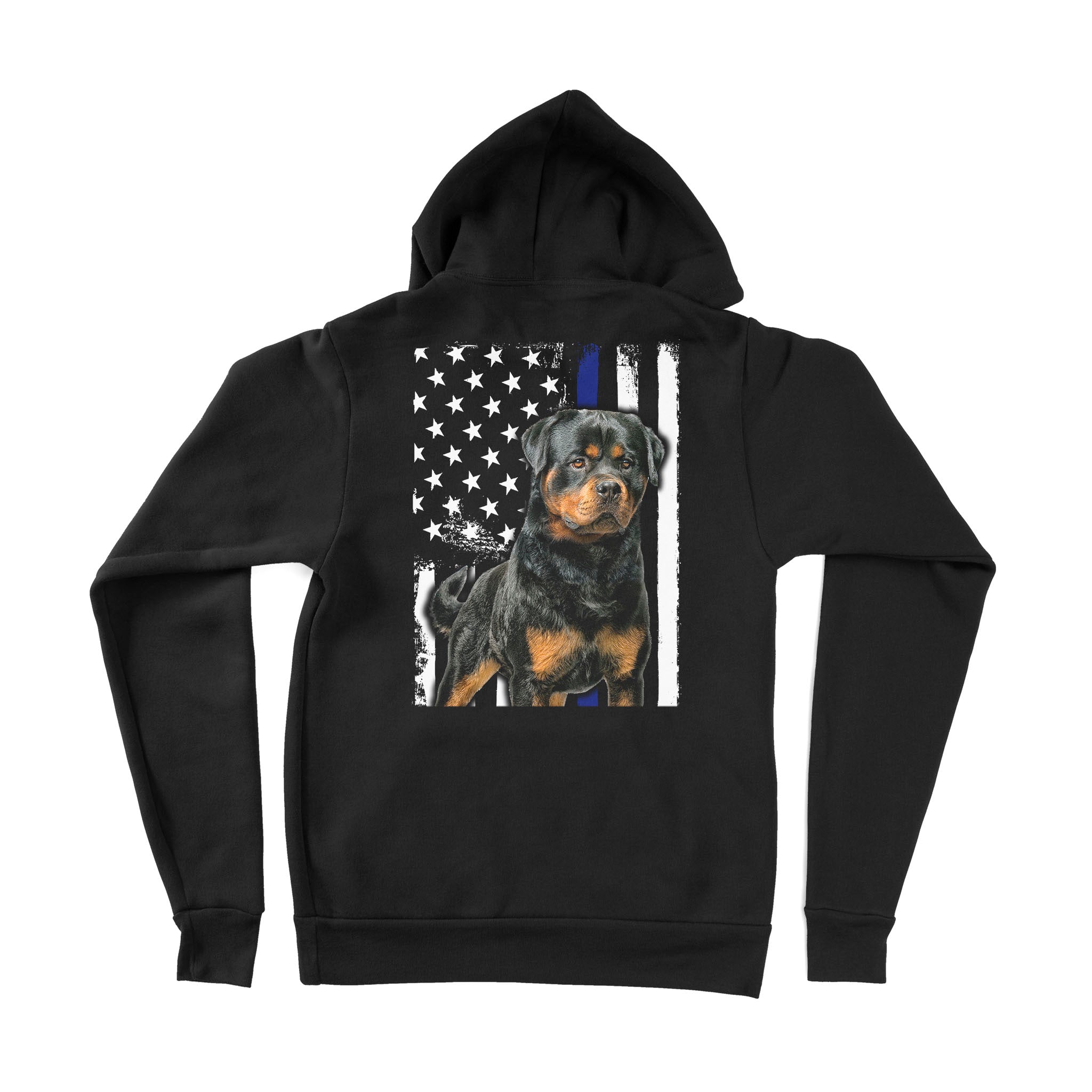 Premium Hoodie – Rottweiler American Flag Blue Line Back Printed