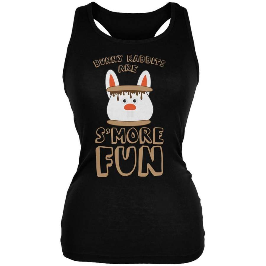 Rabbits Are S’More Fun Black Juniors Soft Tank Top