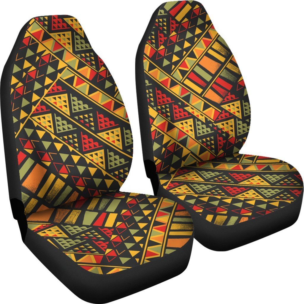 African Afro Dashiki Adinkra Kente Pattern Seat Cover Car Seat Covers Set 2 Pc, Car Accessories Car Mats