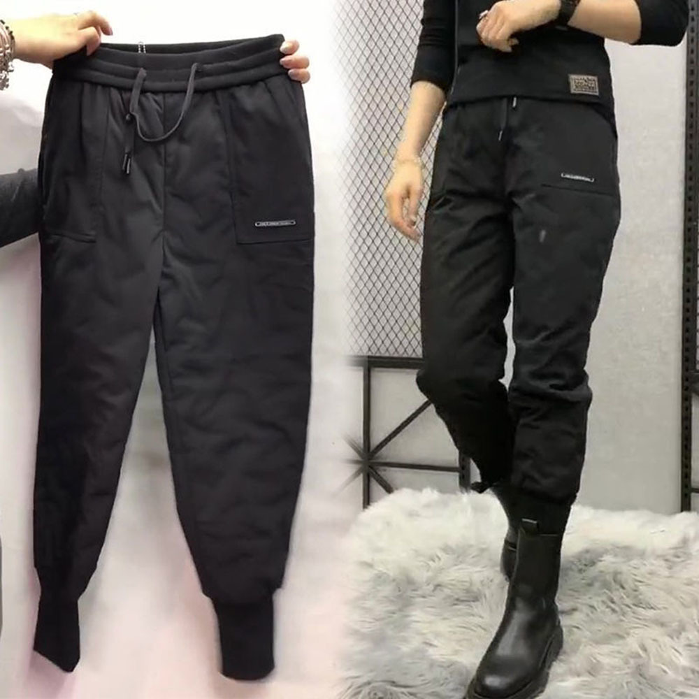 Warm Woman Down Cotton Pants Trousers Sports Winter Elastic High Waist Down Skinny Pants Female Thick Padded Trousers alx