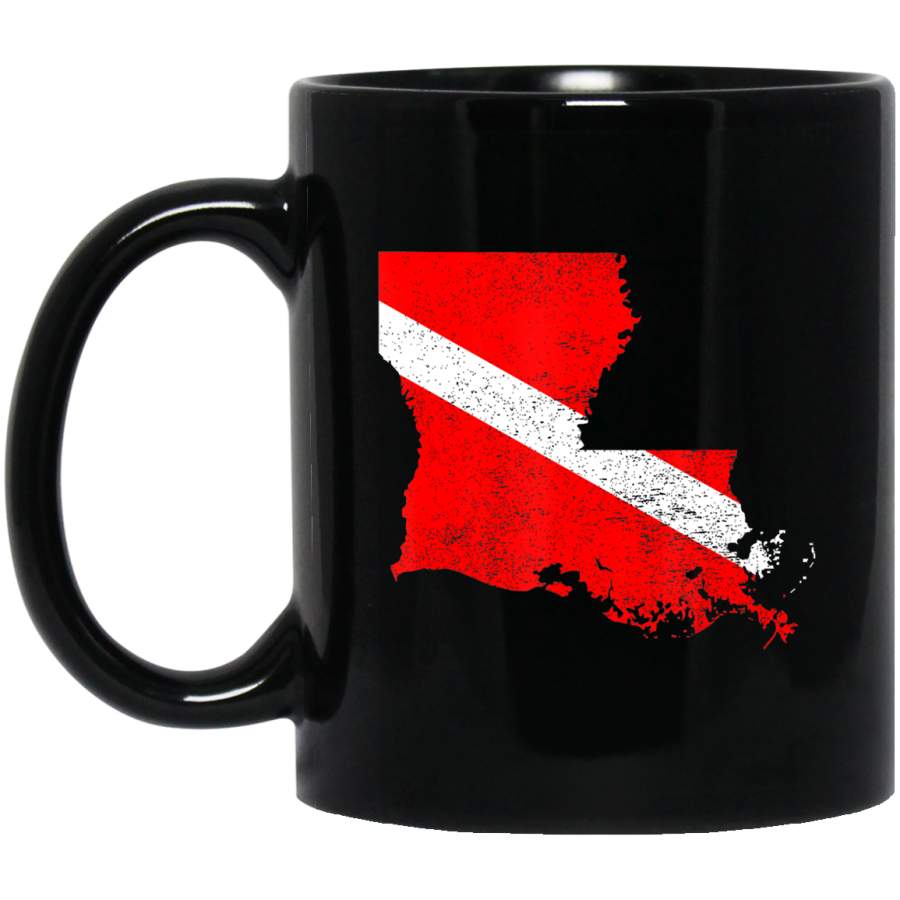 Vintage Louisiana Shaped Scuba Dive Diver Down Flag Print Coffee Mug