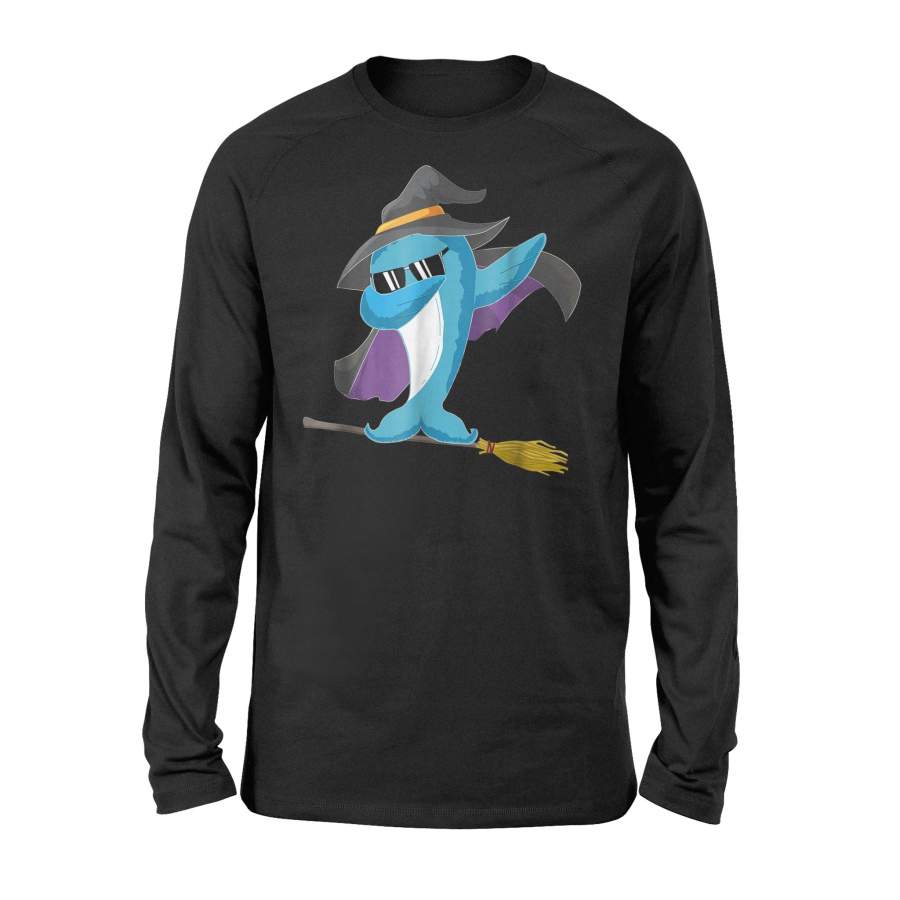 Dolphin Witch Funny Halloween Dolphin Halloween Long Sleeve T-Shirt