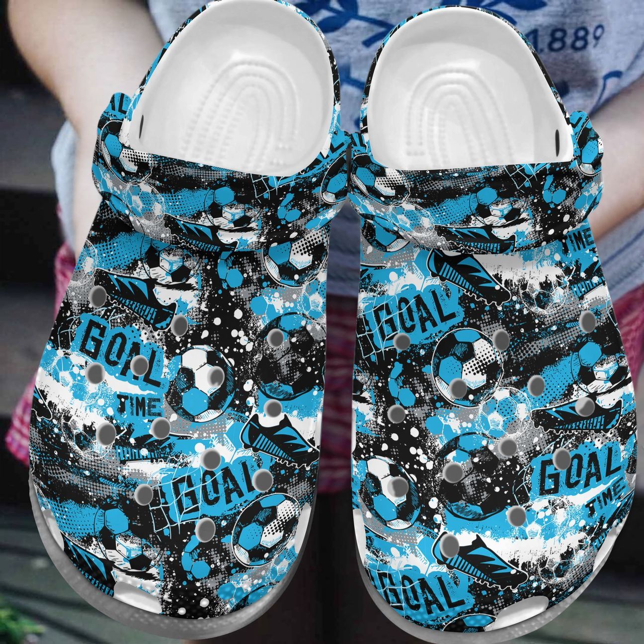 Soccer Personalized Clog, Custom Name, Text, Color, Number Fashion Style For Women, Men, Kid, Print 3D Goal