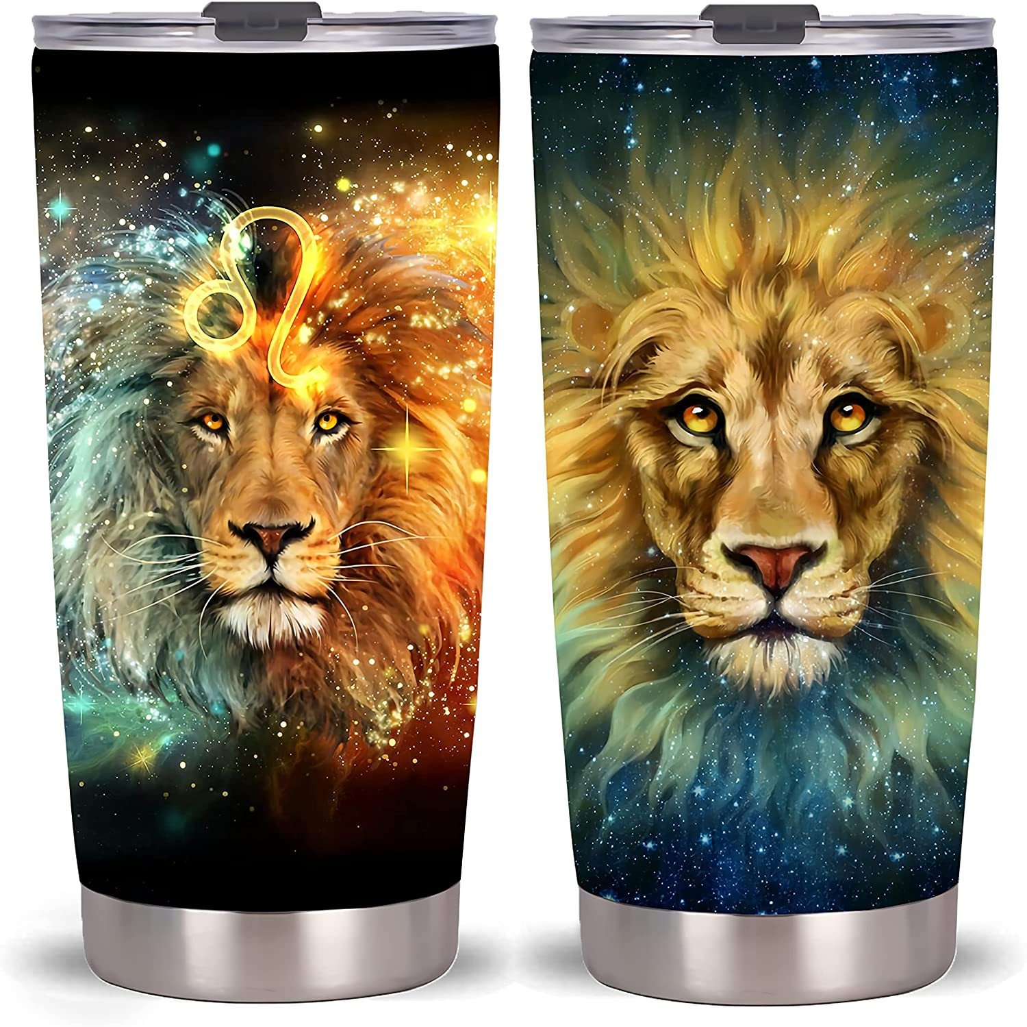 20Oz Lion Tumbler-Stainless Steel Travel Mug With Lid And Straw  Lion – Tumbler