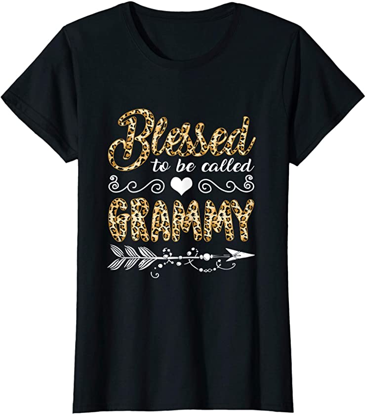 Womens Blessed To Be Called Grammy Shirt Leopard Print T-Shirt