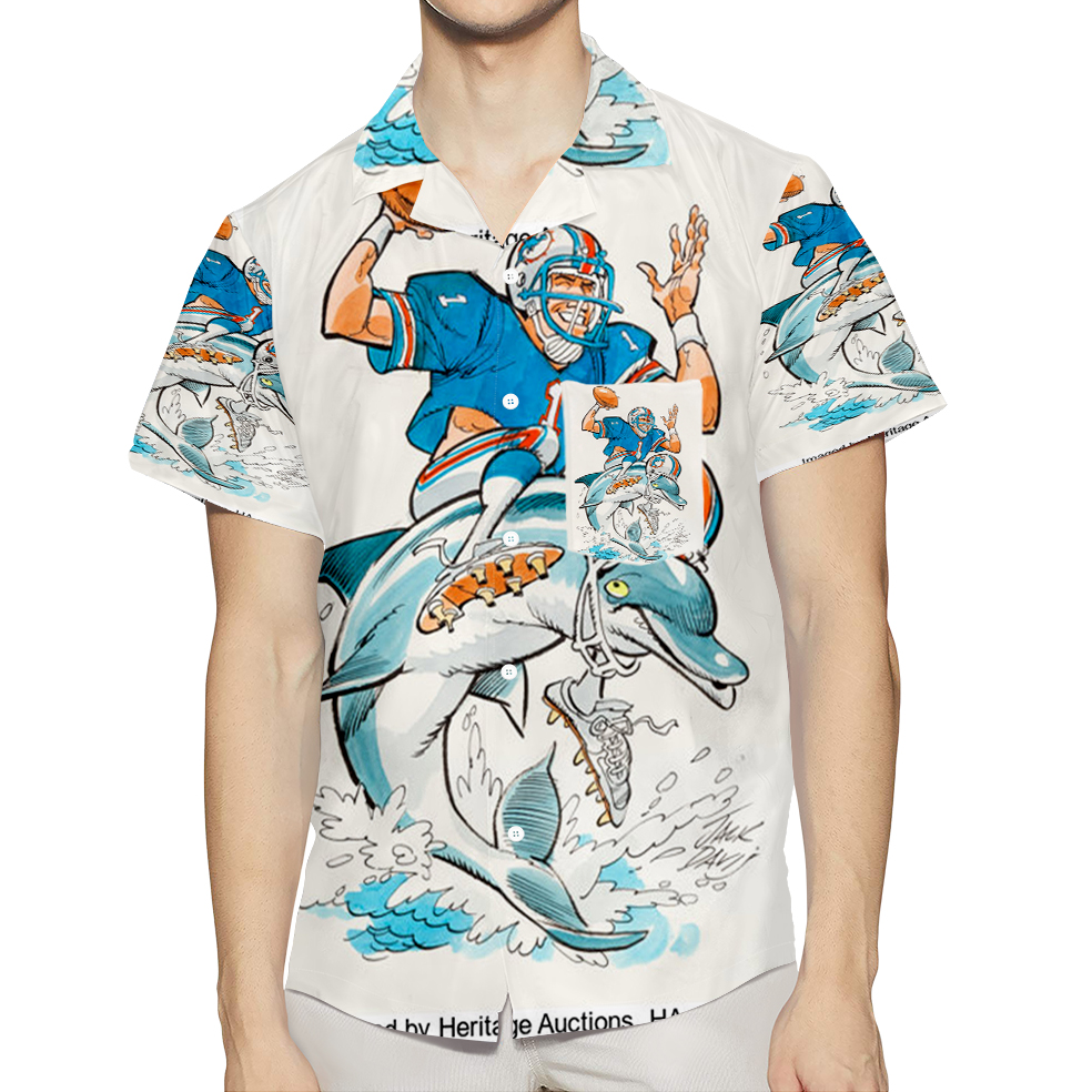 Miami Dolphins Jack Davis 3D All Over Print Summer Beach Hawaiian Shirt With Pocket