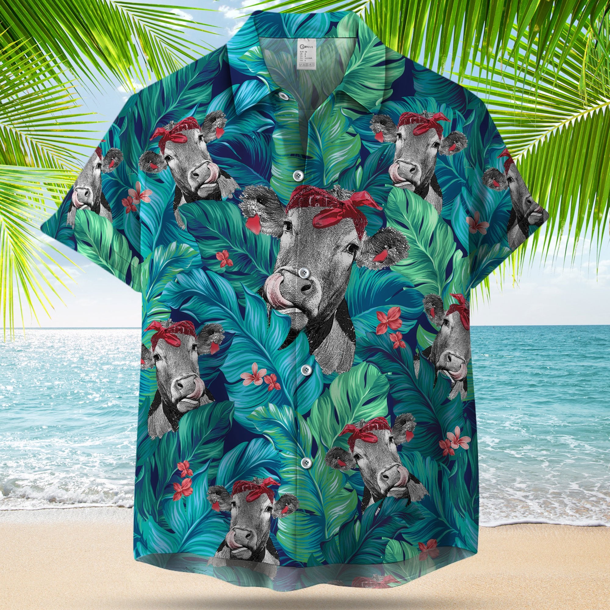 Badana Cow Leafy Hawaii Shirt Ha68527