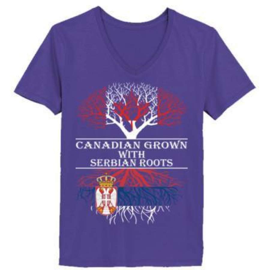 AGR Canadian Grown With Serbian Roots – Ladies’ V-Neck T-Shirt