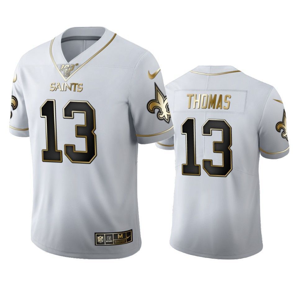 New Orleans Saints Michael Thomas White 100Th Season Golden Edition Mens Jersey