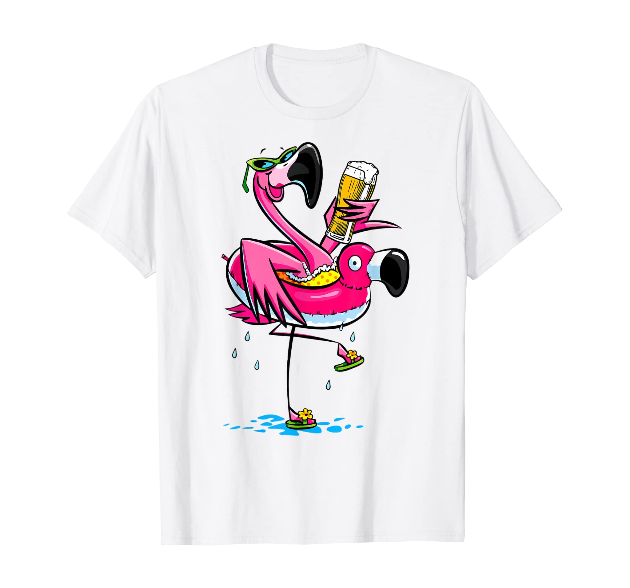 Flamingo Drinking Beer Summer Tshirt Funny Beer Lover Gifts