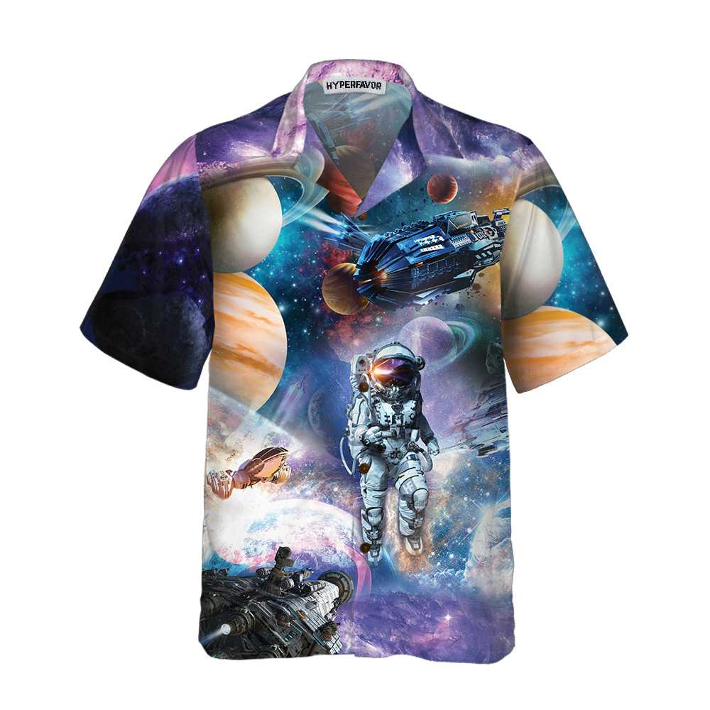 Outer Space Hawaii Themed Planet Button Up Shirt For Adults Ha87710