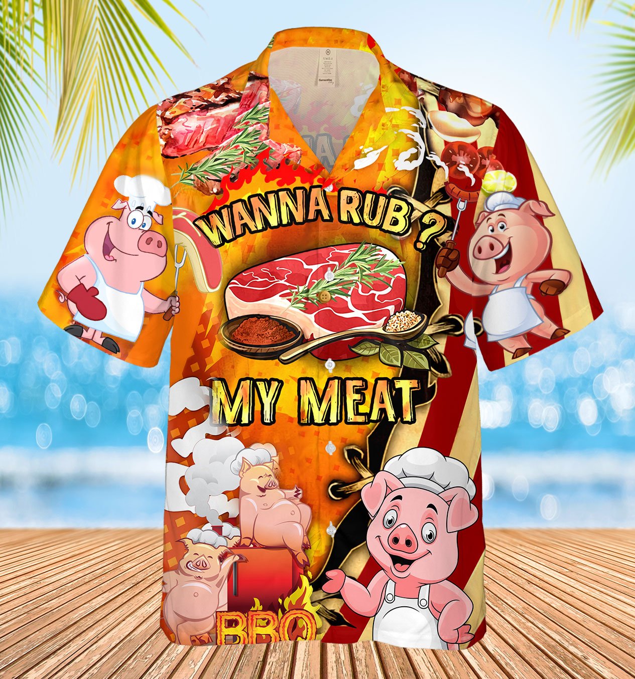 Camping Gift Wanna Rub My Meat Funny Barbecue Tropical Shirt Hawaii For Men Hg Ha89159