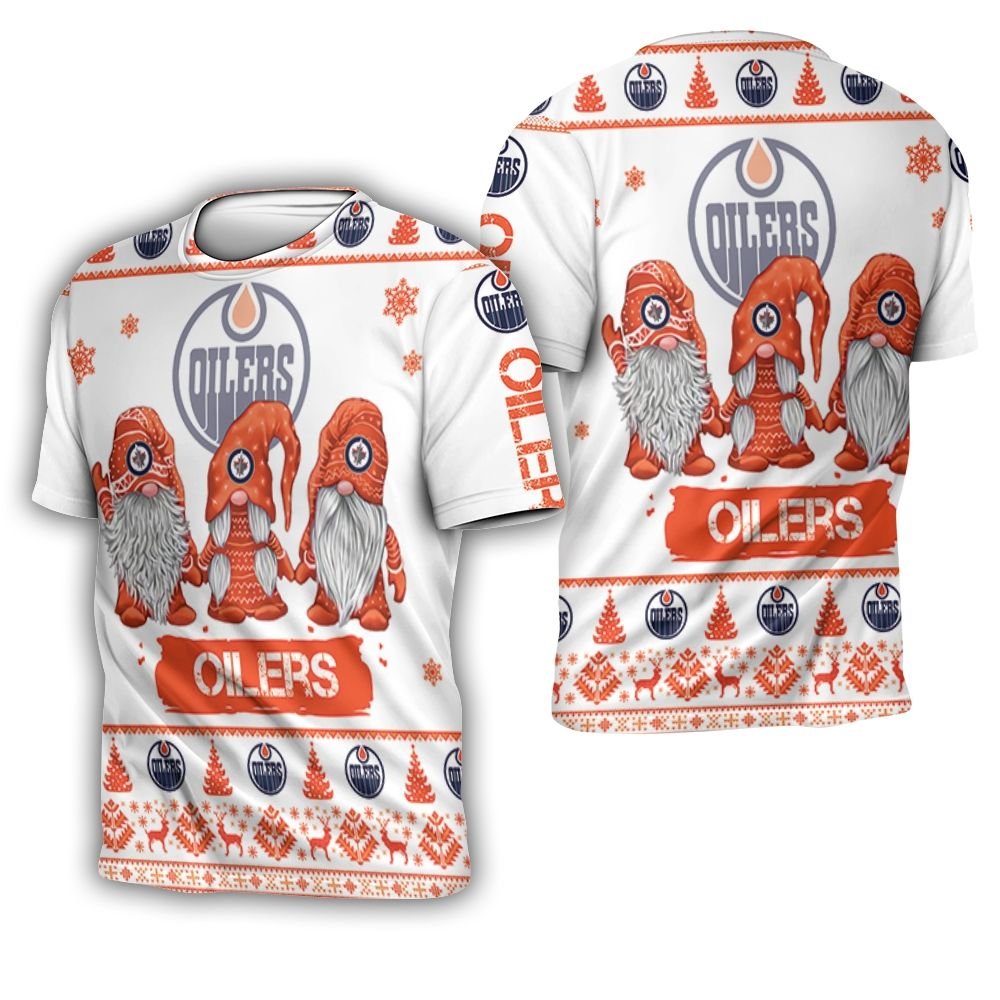 Christmas Gnomes Edmonton Oilers Ugly Sweatshirt Christmas 3D 3D T-Shirt