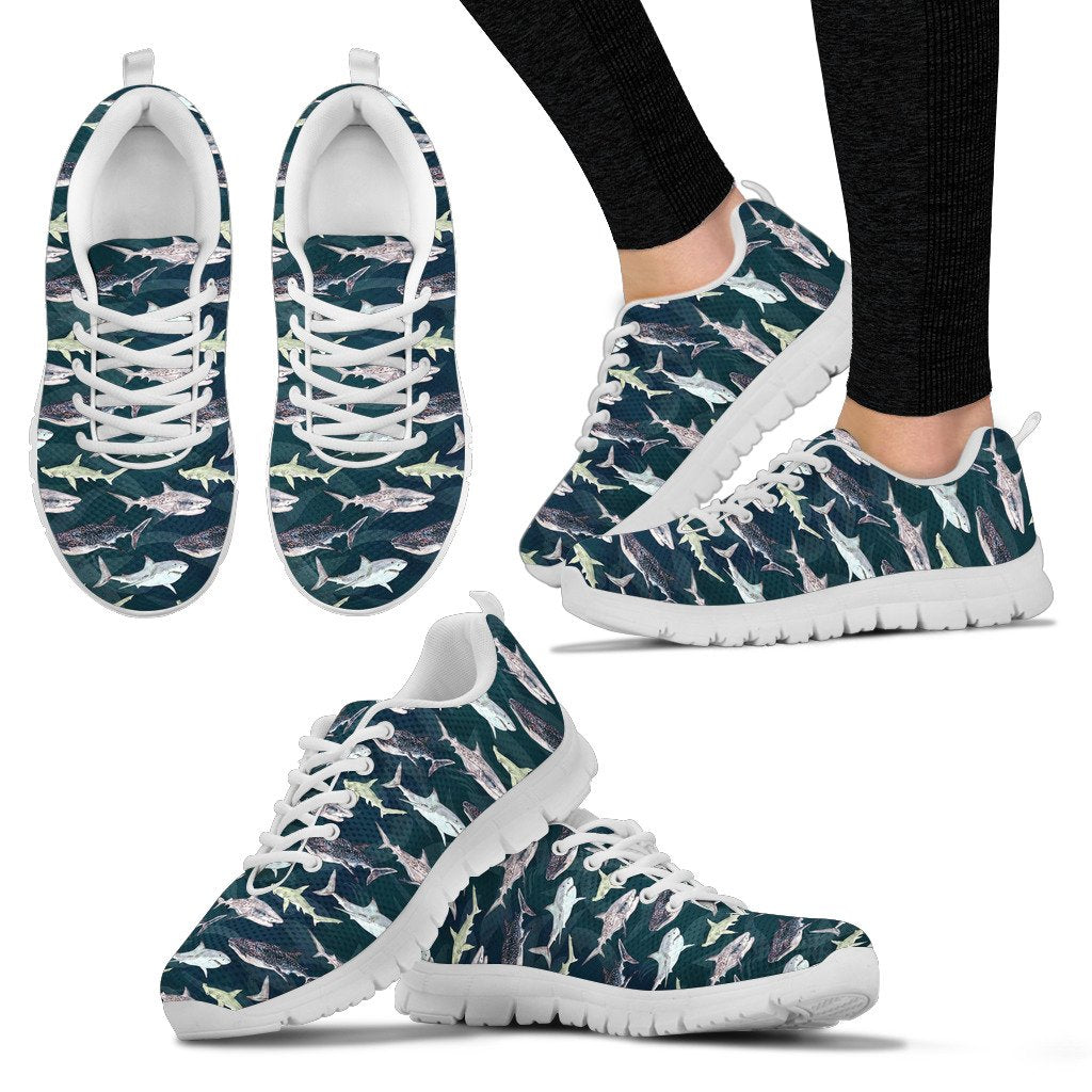 Shark Pattern Print Women Sneakers