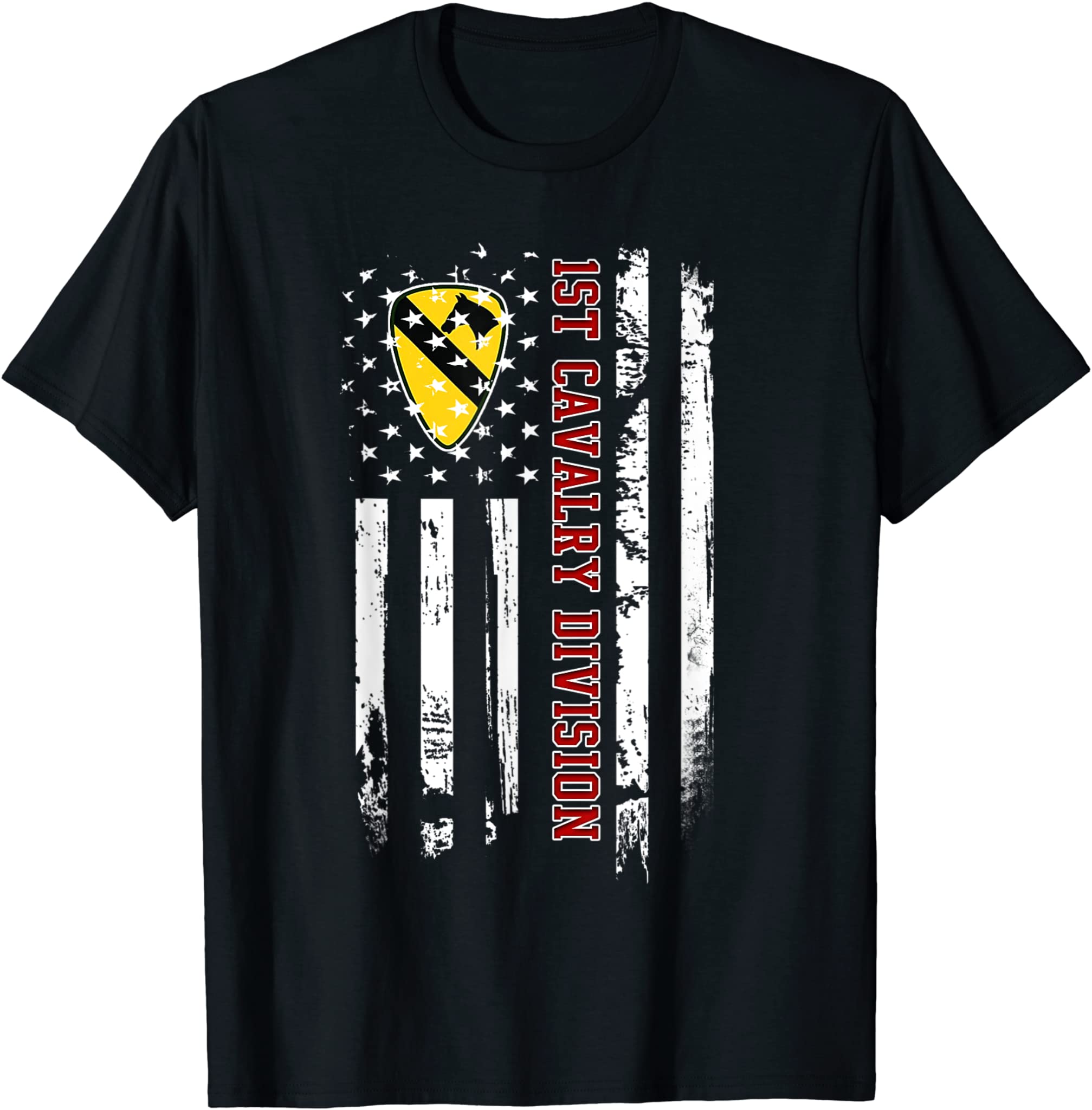 1St Cavalry Division American Flag Veteran Day Father Day T-Shirt