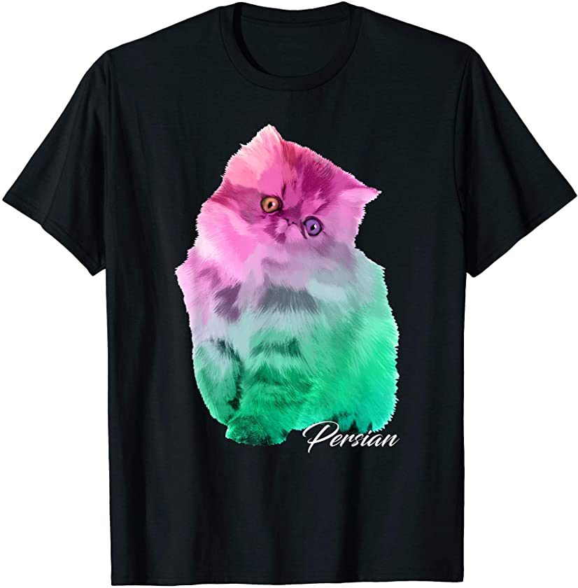 Colorful Persian Cat Funny Kitties Kitten Lover Owner Gift T-Shirt