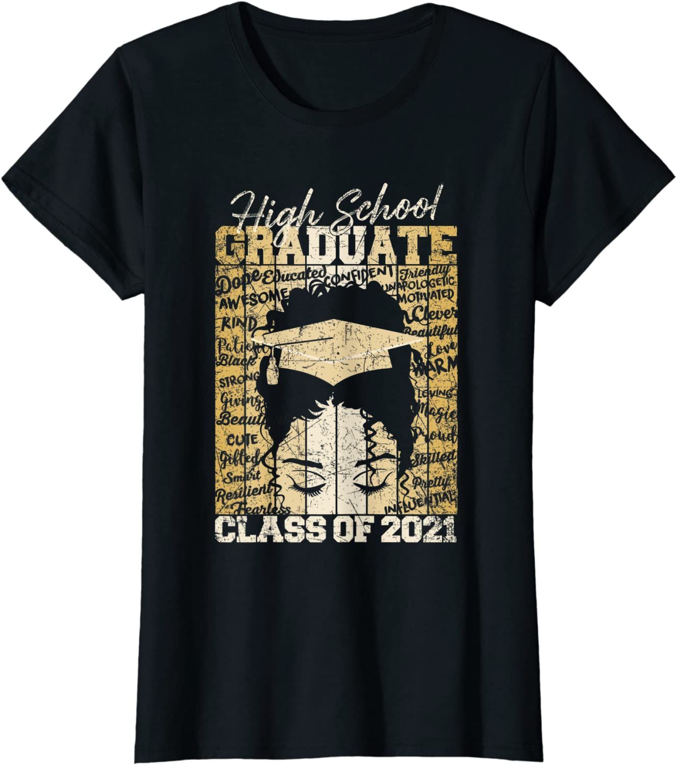 Womens High School Graduate Black Queen Class Of 2021 Graduation T-Shirt