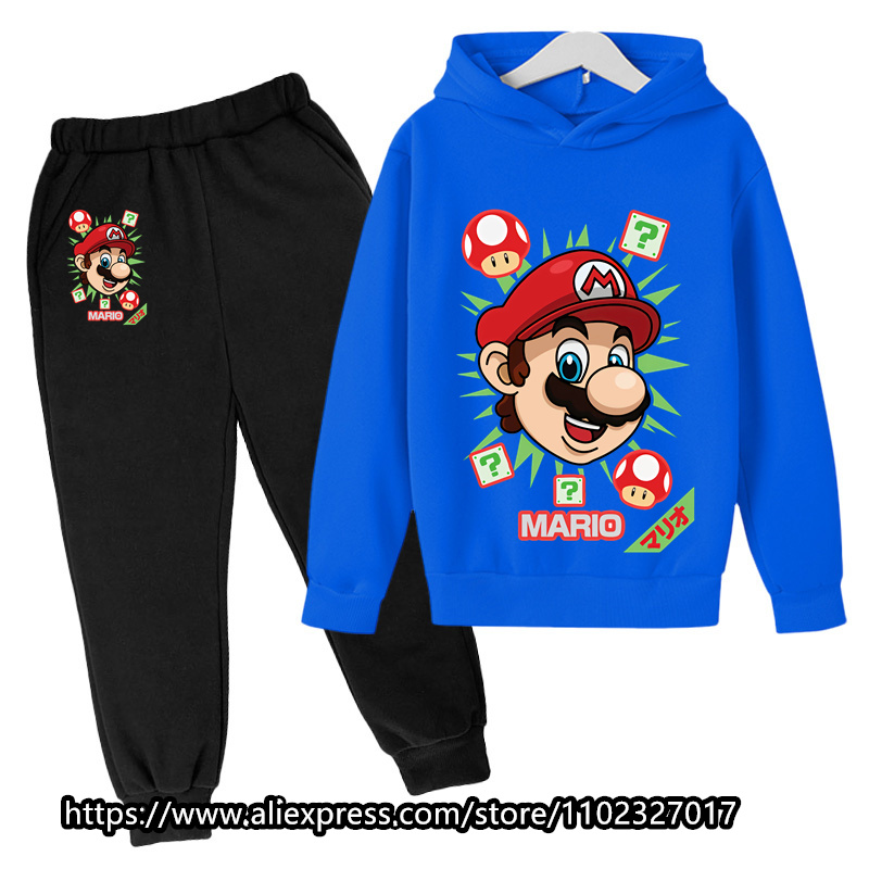 2023 New Game Marios-Bros- Suits Kids Sweatshirt Children Jacket Boys Girls Clothing Spring Autumn Hoodie 4-14 Years Old Sweater alx