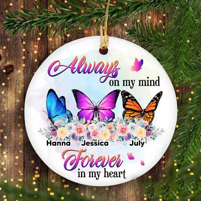 Flower Butterflies Memorial Circle Ornament