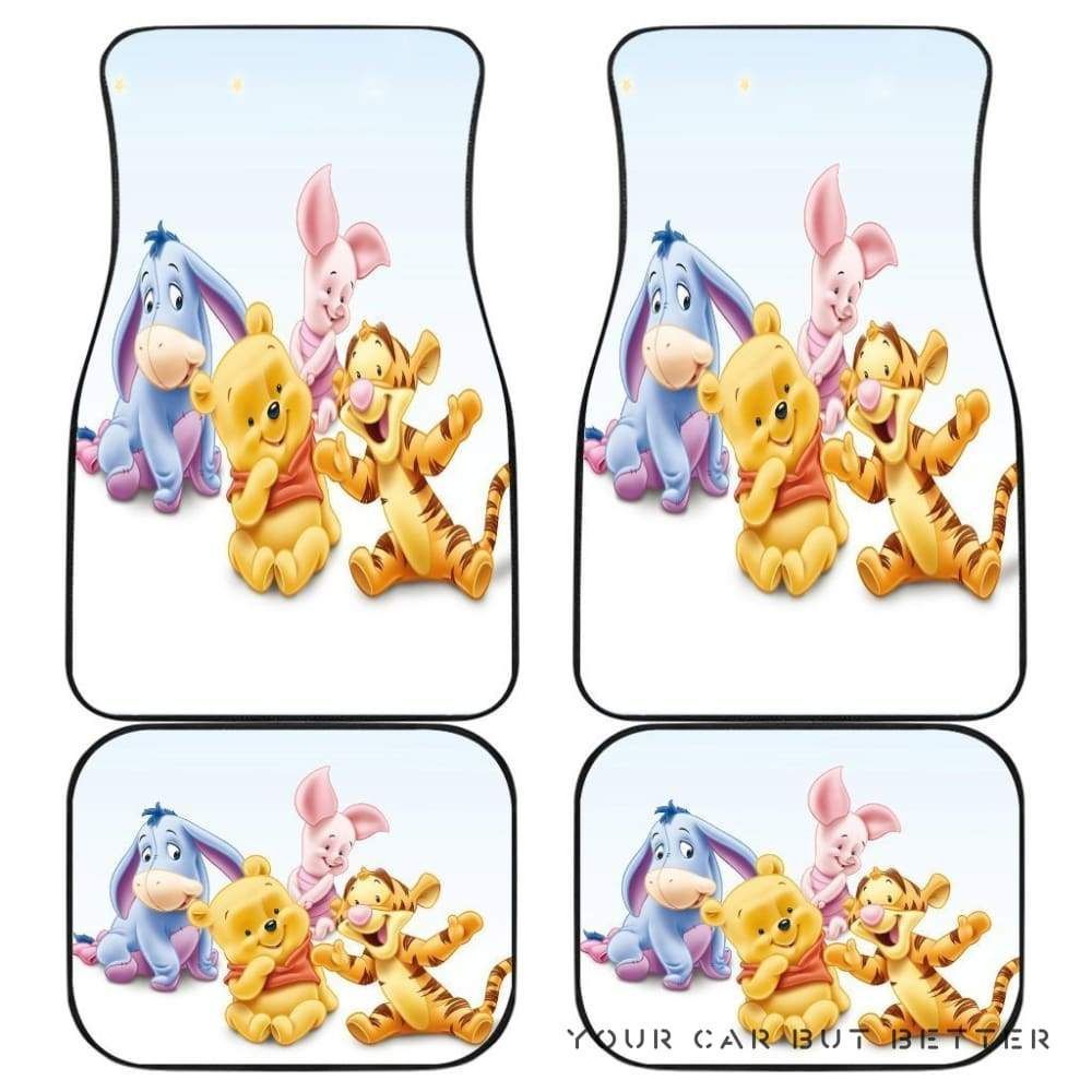 Pooh And Friends Funny Friendship In White Theme Car Floor Mats 155026 Personalized Car Seat Floor Mat Custom Print