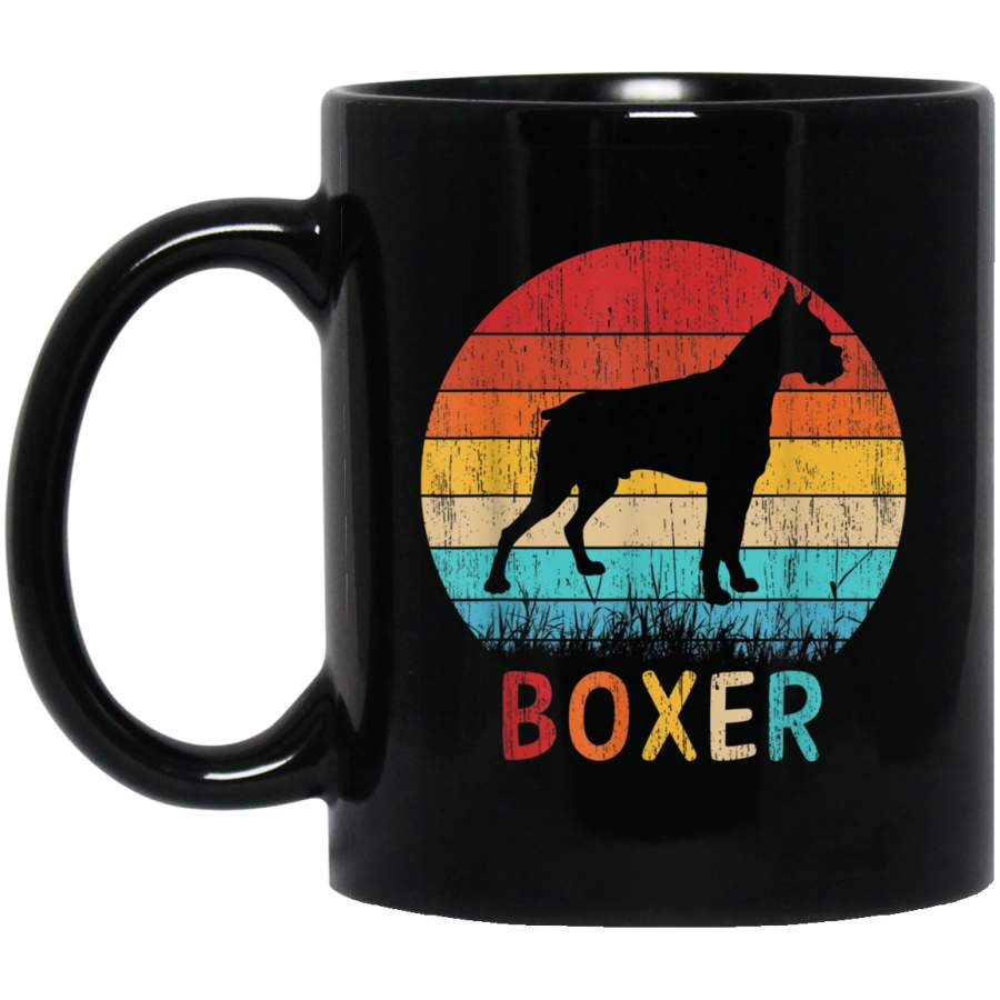 Boxer Dog Gift Retro Vintage 60s 70s Silhouette Breed Mug