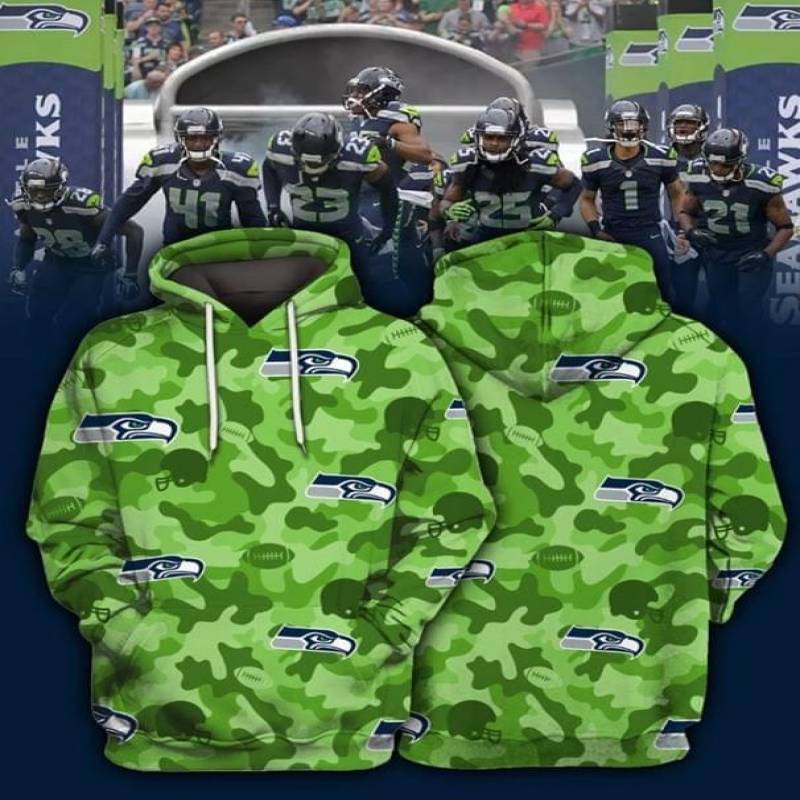 Camo Green Seattle Seahawks Head Coach Pete Carroll Professional American Football Team Based In Seattle Best Gifts For Seahawks Fans All Over Print Hoodie S-5Xl