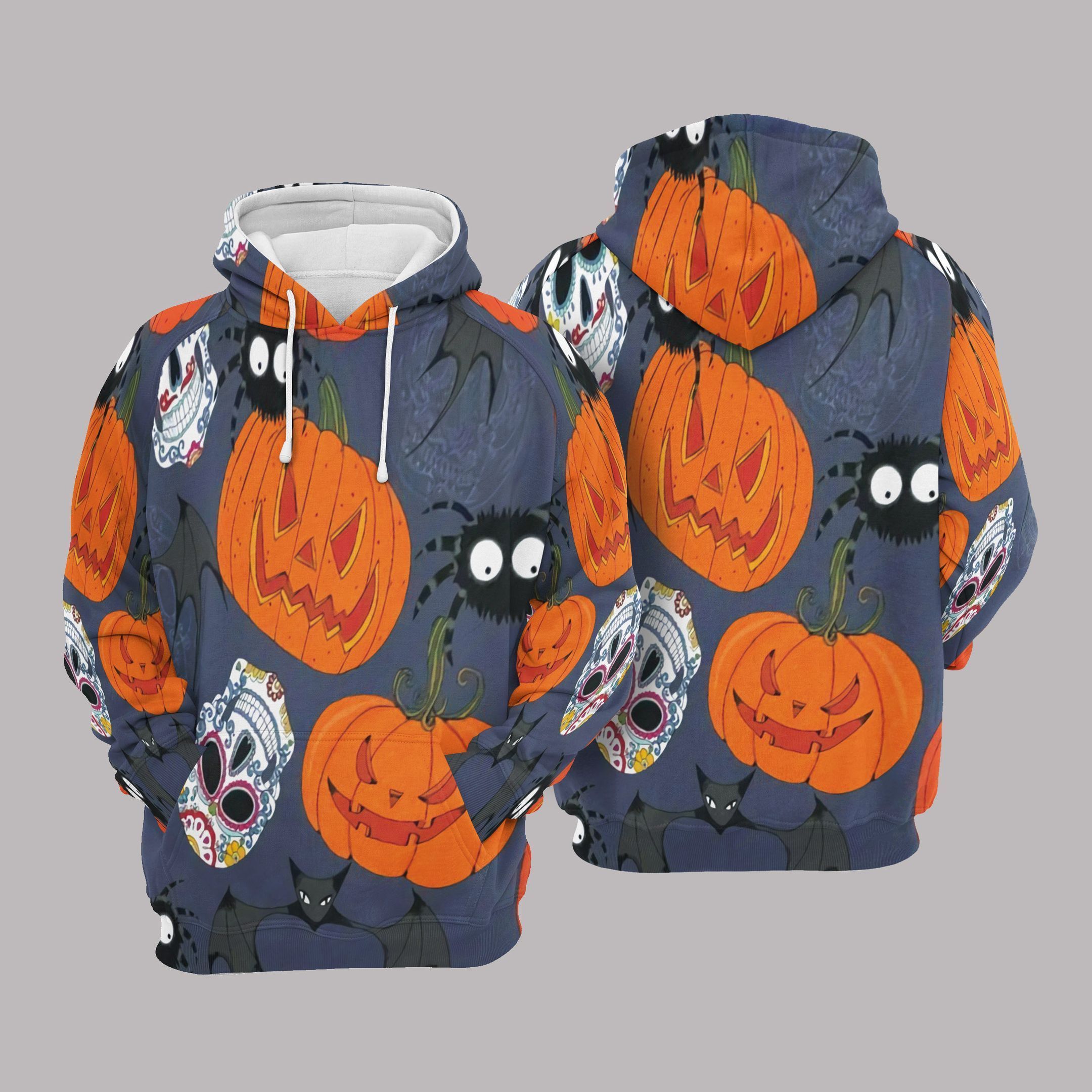 3D Skull Print On Hoodie, Halloween Hoodies Gift For Him Her