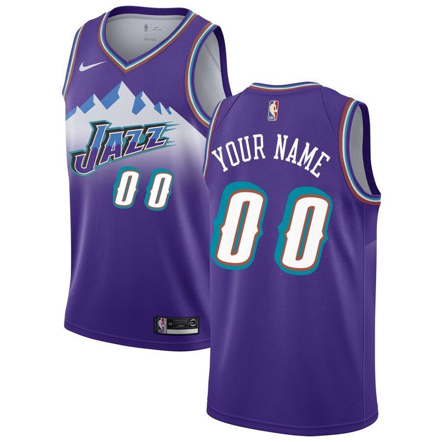 Utah Jazz Hardwood Classics Custom Jersey Purple