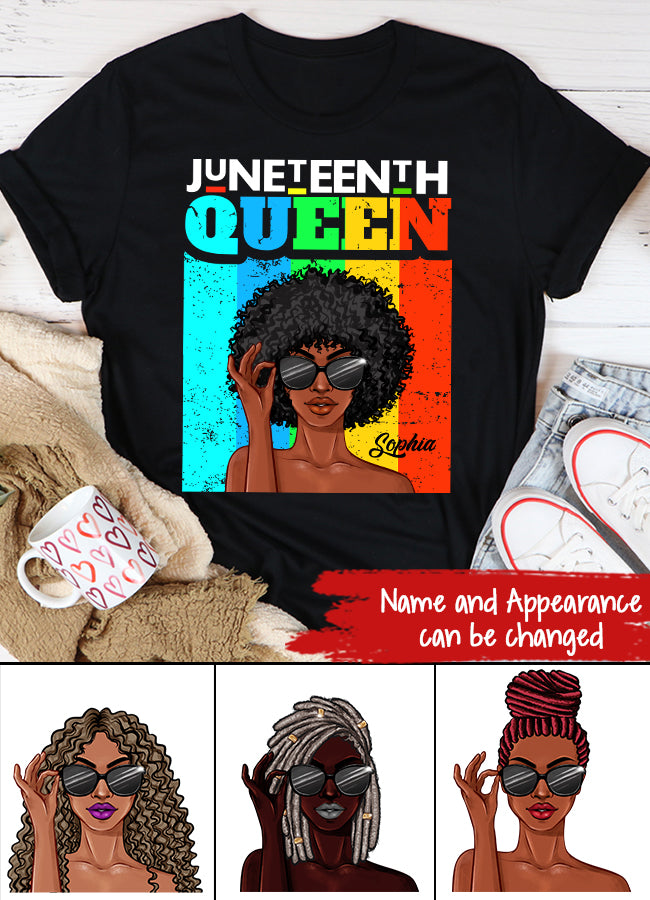 Juneteenth Shirt, Custom Juneteenth Shirt, Juneteenth Queen Afro Melanin Black Girl Magic Women Girls T-Shirt
