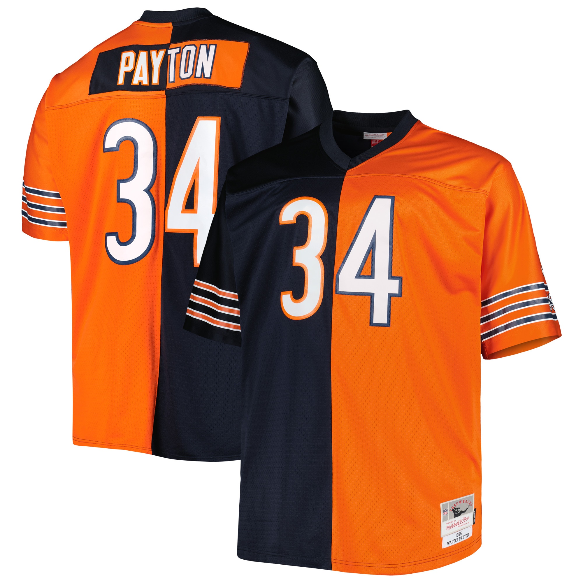 Men’s Chicago Bears Walter Payton Mitchell & Ness Navy/Orange Big & Tall Split Legacy Retired Player Jersey