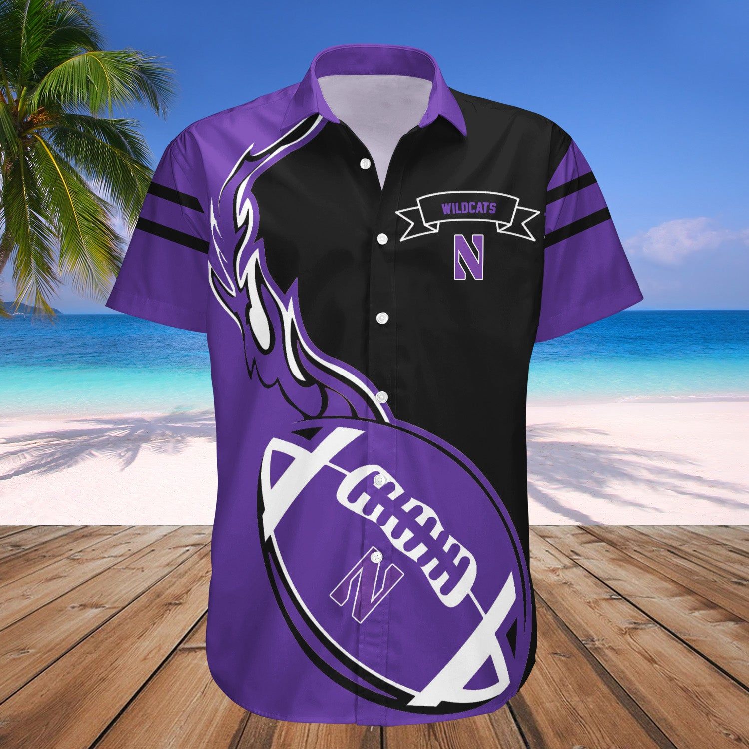 Northwestern Wildcats Hawaii Shirt Flame Ball – NCCA