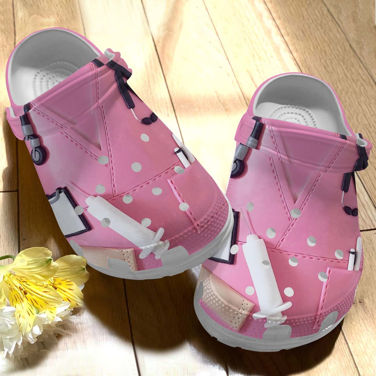 Nurse Personalize Clog, Custom Name, Text, Fashion Style For Women, Men, Kid, Print 3D Pink Uniform