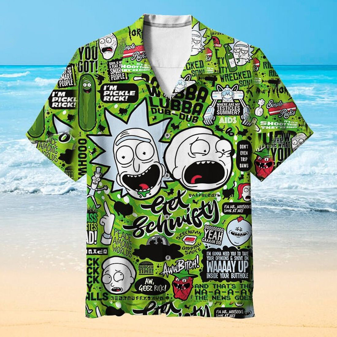 New Rick And Morty Get Schwifty All Over Print Hawaii Shirt Ha8996